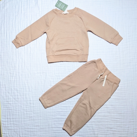 H&M Boys Quilted Matching Set Sweatshirt Sweatpants Jogger Kids 5T Neutral NEW - Picture 5 of 13